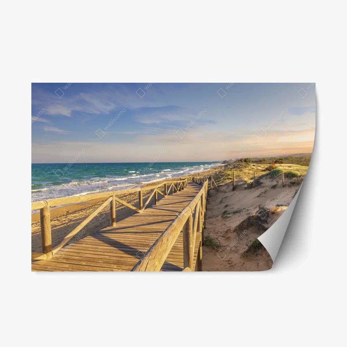 Repositionierbarer Aufkleber hölzerner steg zum strand von Guardamar – Pixers®