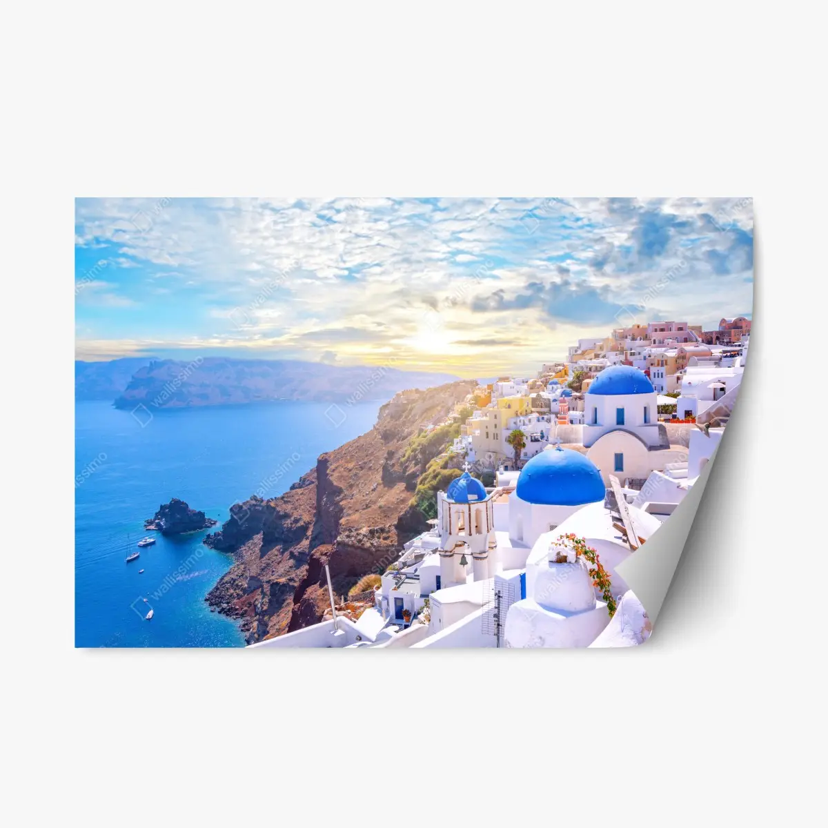 Repositionierbarer Aufkleber sonniges Oia auf der caldera von Santorini – Pixers®