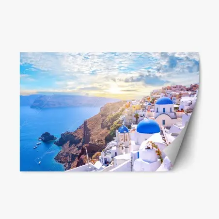 Repositionierbarer Aufkleber sonniges Oia auf der caldera von Santorini – Pixers®