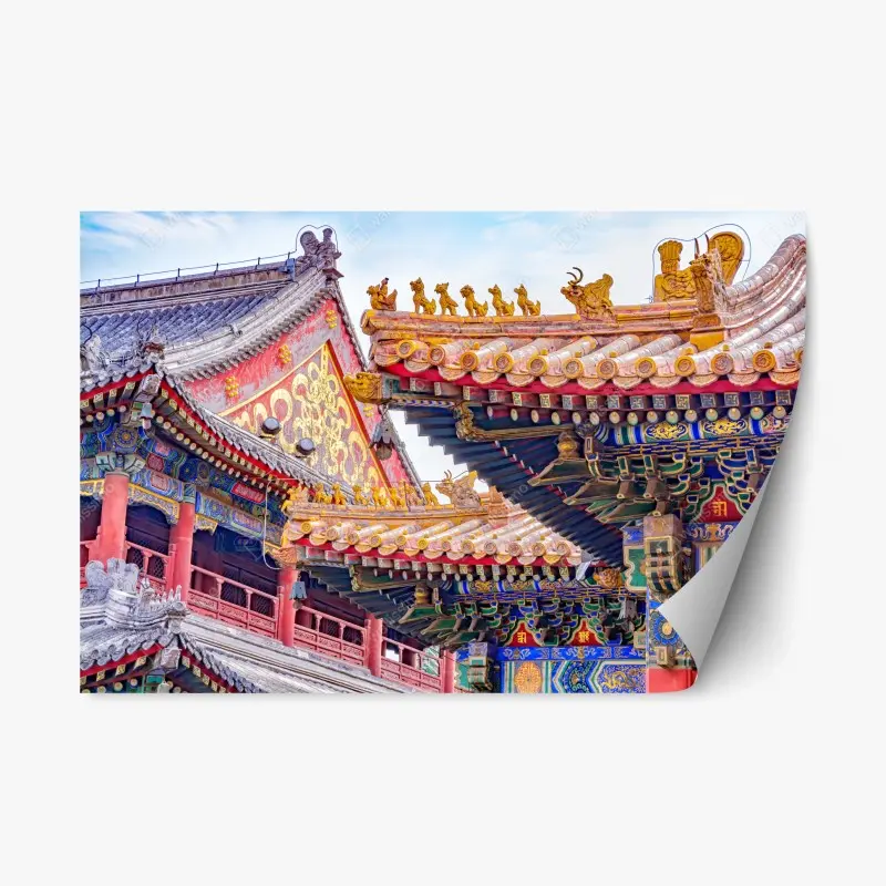 Repositionierbarer Aufkleber verziertes dach des Lama Temple, Beijing