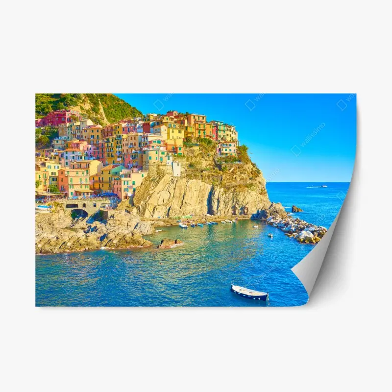 Repositionierbarer Aufkleber buntes küstendorf in Cinque Terre
