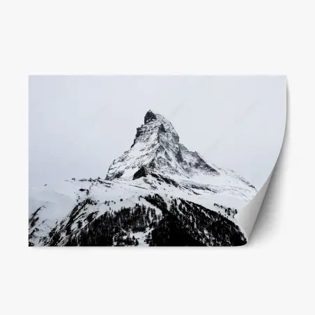 Repositionierbarer Aufkleber einsamer schneebedeckter berggipfel – Pixers®