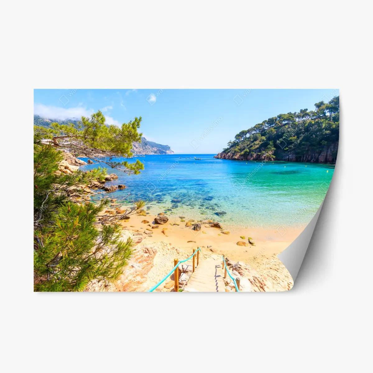 Repositionierbarer Aufkleber stufen zum strand Aiguablava, Costa Brava – Pixers®