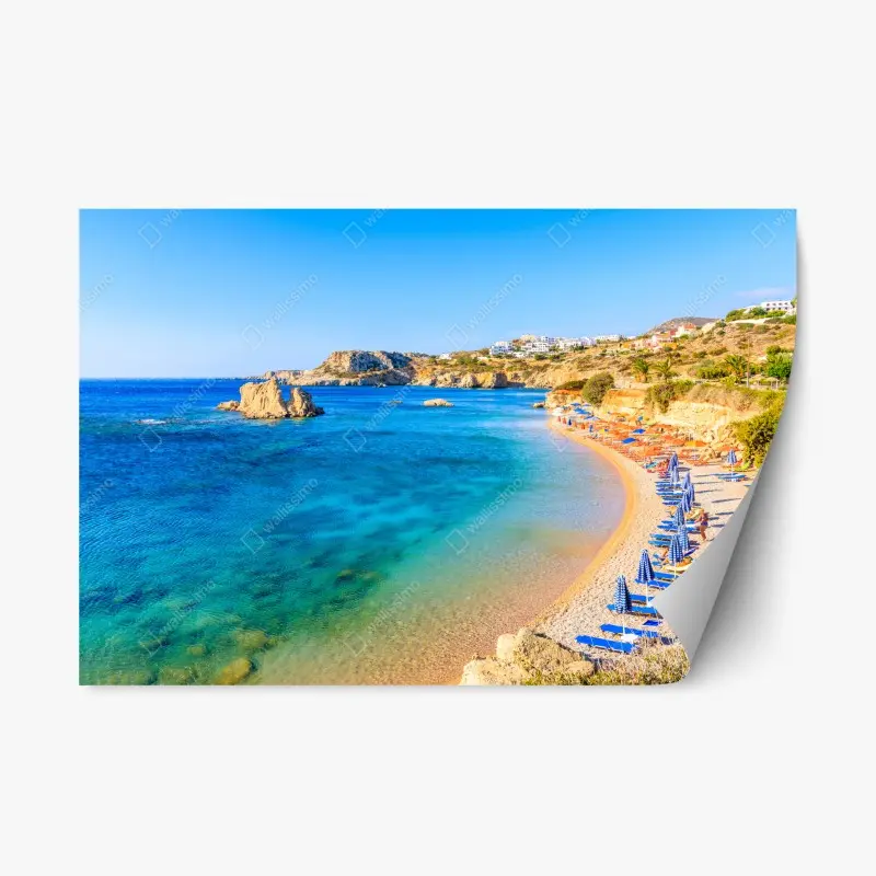 Repositionierbarer Aufkleber strand Ammopi, Karpathos türkisfarbene bucht