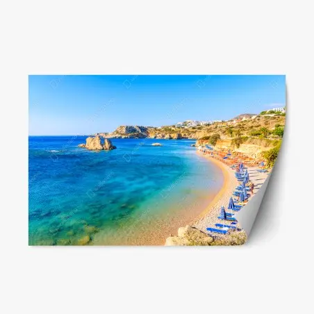 Repositionierbarer Aufkleber strand Ammopi, Karpathos türkisfarbene bucht – Pixers®