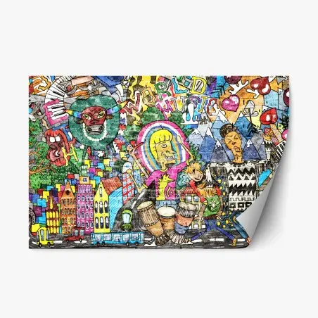 Repositionierbarer Aufkleber farbenfrohes graffiti-wandbild – Pixers®