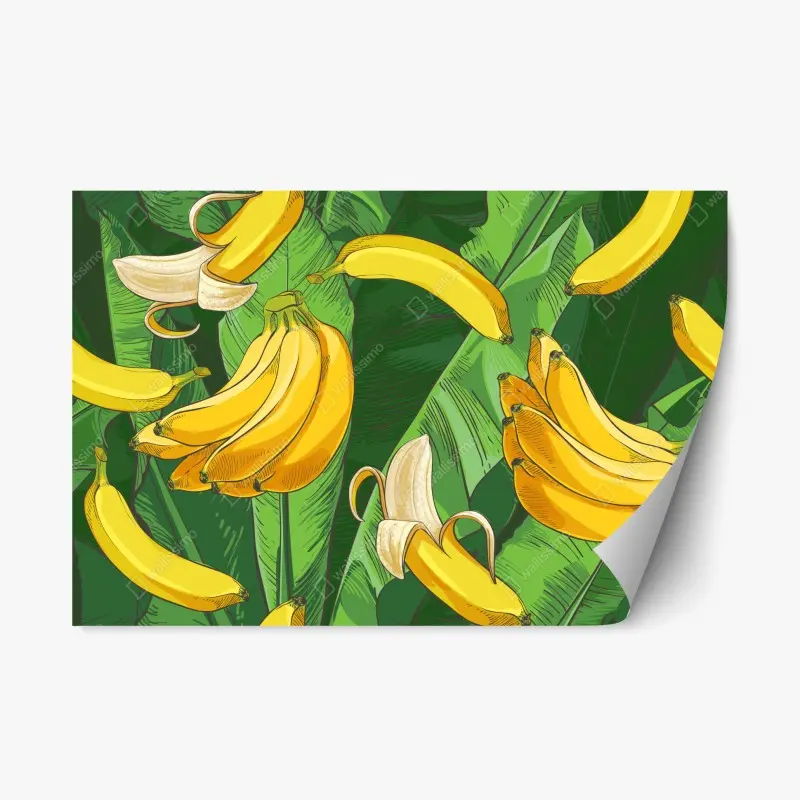 Repositionierbarer Aufkleber tropisches bananenmuster mit bananenblättern