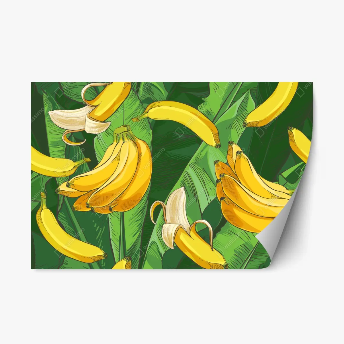 Repositionierbarer Aufkleber tropisches bananenmuster mit bananenblättern – Pixers®