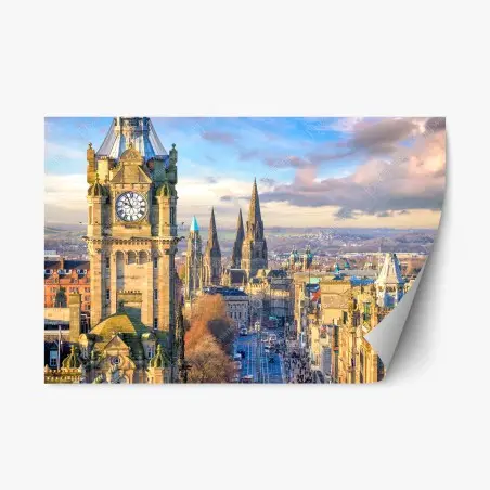 Repositionierbarer Aufkleber Edinburgh skyline mit schloss und uhrturm – Pixers®