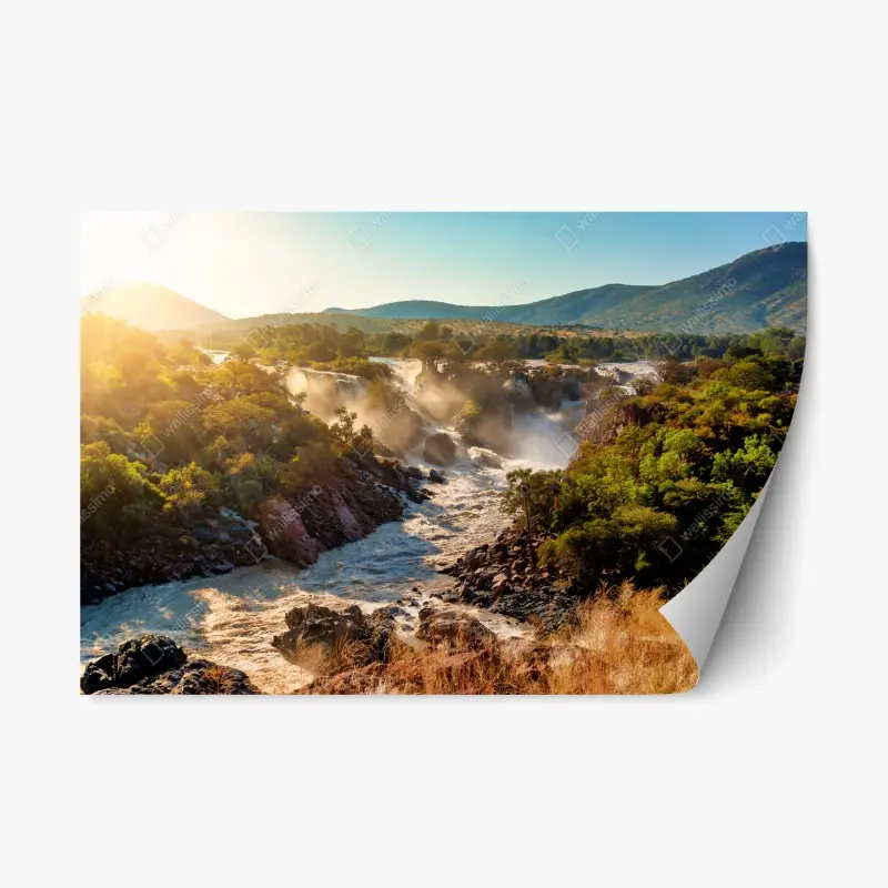 Repositionierbarer Aufkleber sonnenaufgang über Epupa-wasserfälle