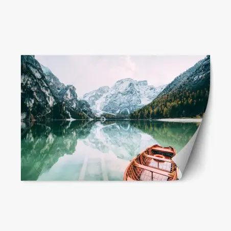 Repositionierbarer Aufkleber ruhige spiegelungen am Pragser Wildsee – Pixers®