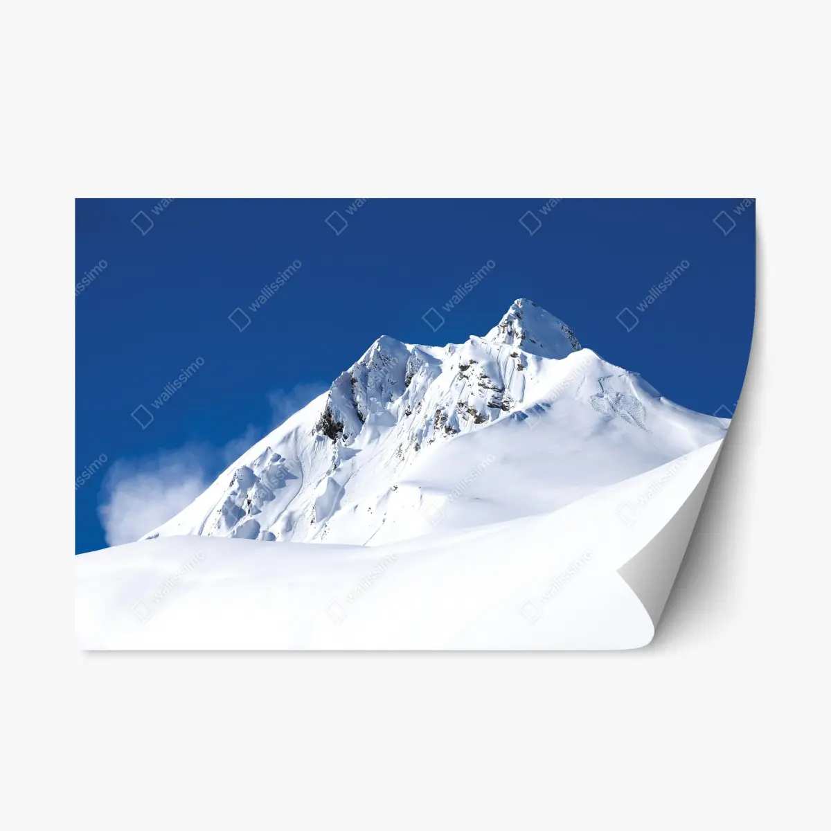 Repositionierbarer Aufkleber verschneite alpenspitze unter tiefblauem himmel – Pixers®