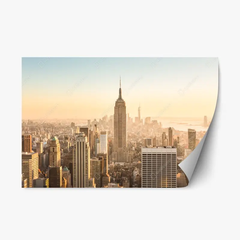 Repositionierbarer Aufkleber New York skyline im goldenen licht