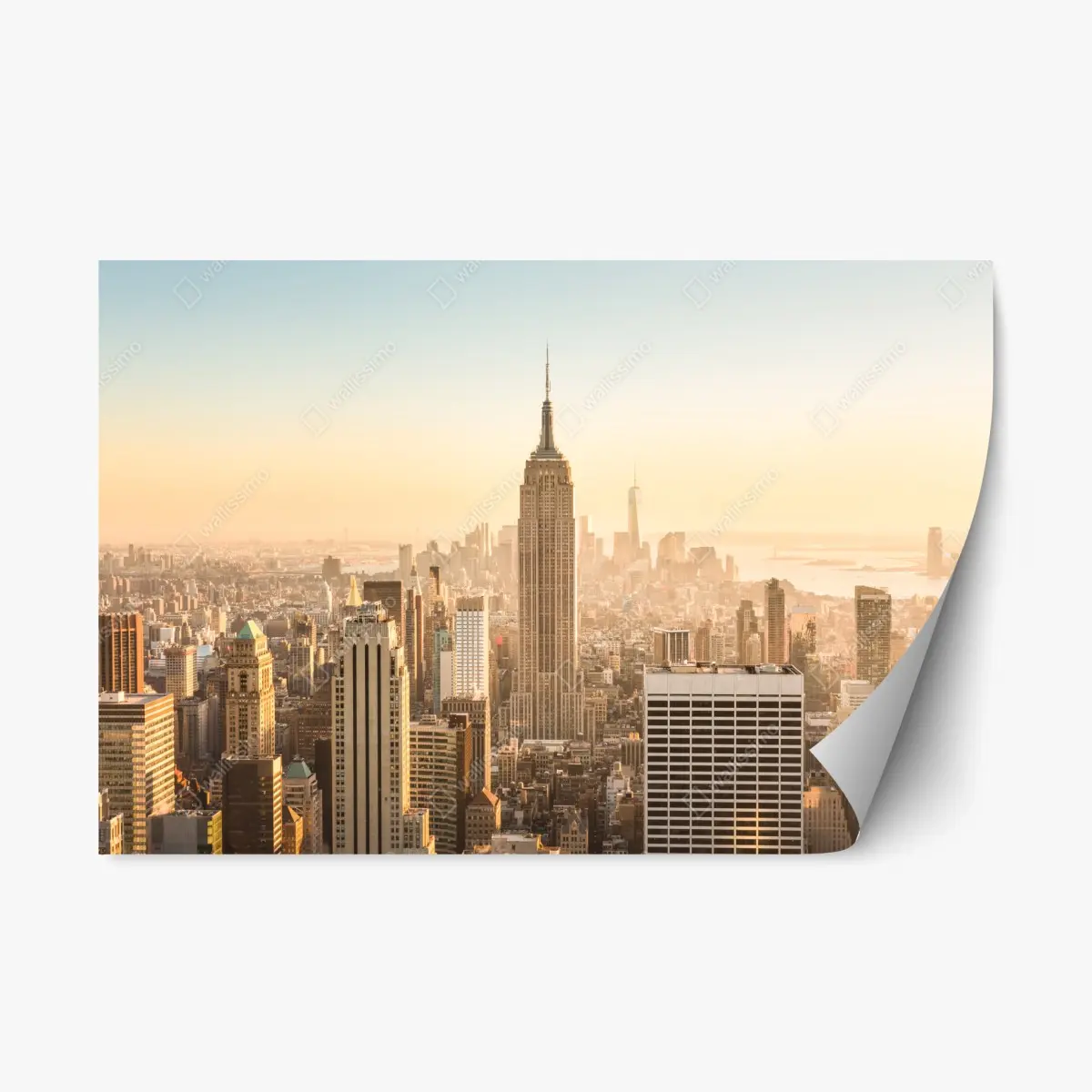 Repositionierbarer Aufkleber New York skyline im goldenen licht – Pixers®