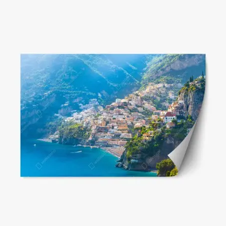 Repositionierbarer Aufkleber Positano: buntes küstendorf an der Amalfiküste – Pixers®
