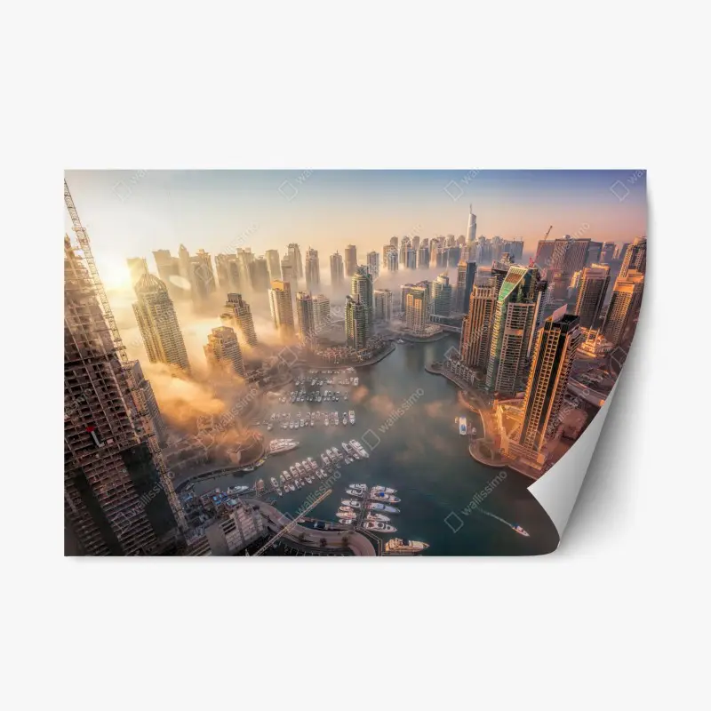 Repositionierbarer Aufkleber Dubai marina sonnenuntergang