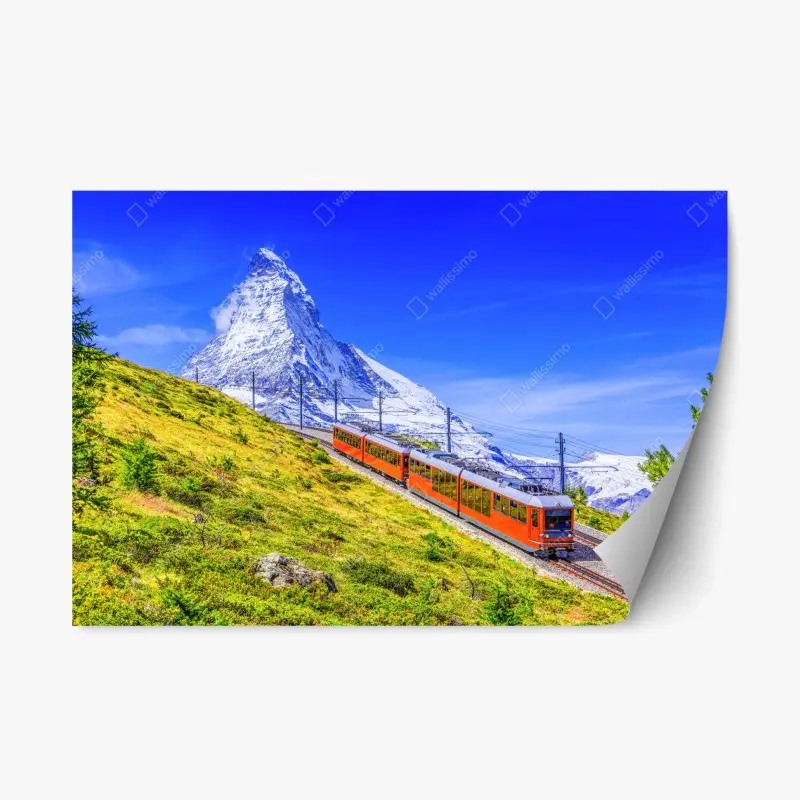 Repositionierbarer Aufkleber Gornergrat zug vor dem Matterhorn