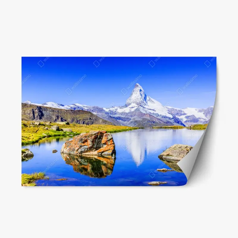 Repositionierbarer Aufkleber Matterhorn spiegelung am Stellisee, Zermatt