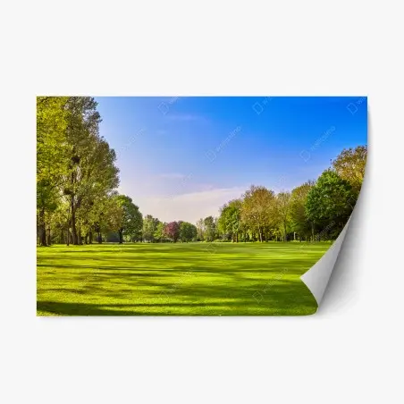 Repositionierbarer Aufkleber sonnige panoramaaufnahme eines stadtparks – Pixers®