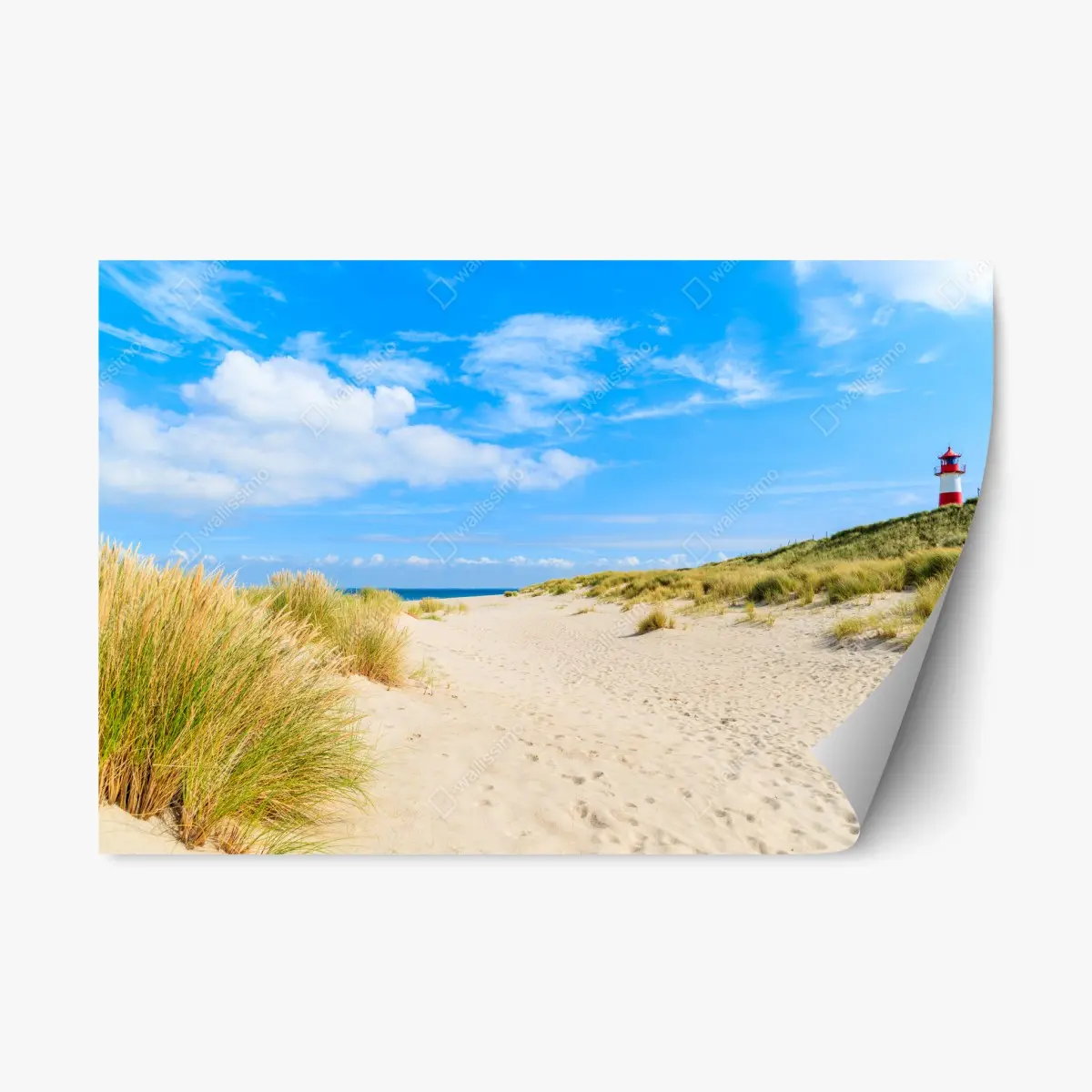 Repositionierbarer Aufkleber ruhige dünen Sylt mit leuchtturm – Pixers®