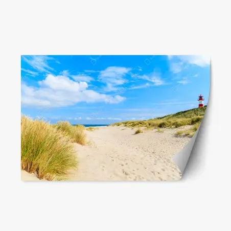 Repositionierbarer Aufkleber ruhige dünen Sylt mit leuchtturm – Pixers®