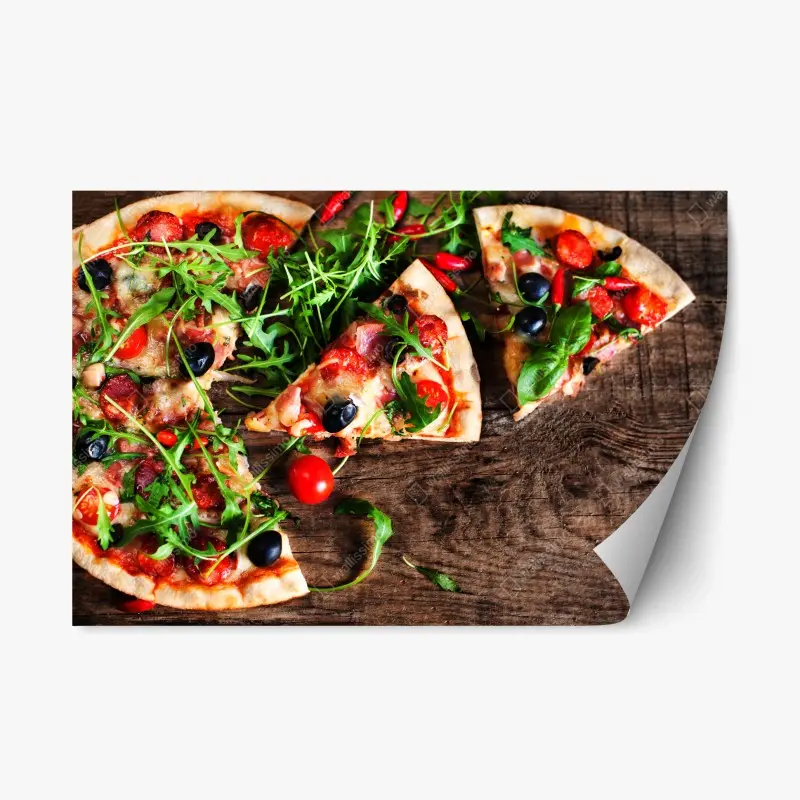 Repositionierbarer Aufkleber heiße pepperoni-pizza nahaufnahme