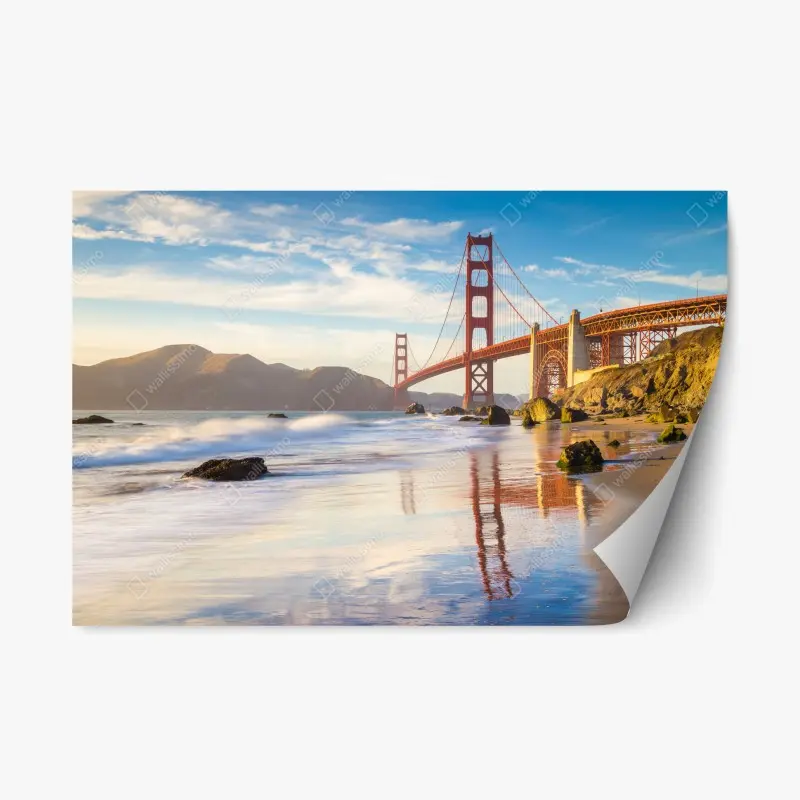 Repositionierbarer Aufkleber Golden Gate Bridge bei sonnenuntergang