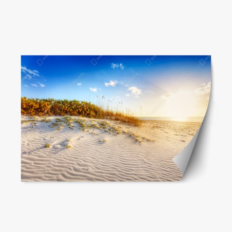 Repositionierbarer Aufkleber sonnenuntergang über sanddünen von Grace Bay – Pixers®
