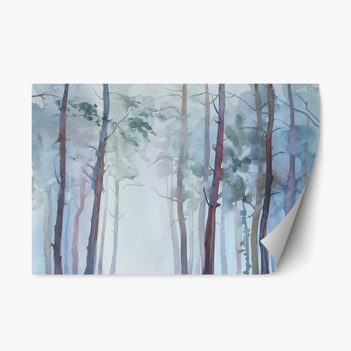 Repositionierbarer Aufkleber nebliger aquarellwald – Pixers®