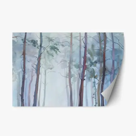 Repositionierbarer Aufkleber nebliger aquarellwald – Pixers®