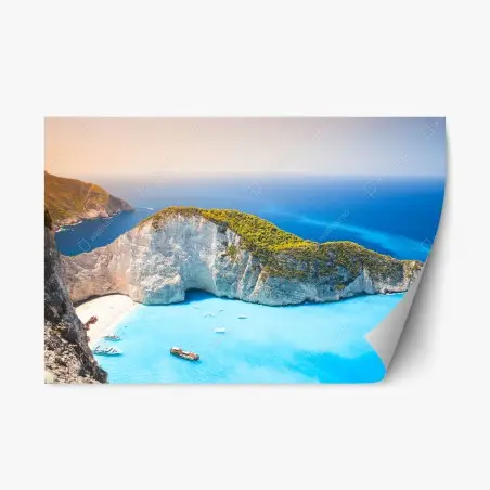 Repositionierbarer Aufkleber türkisbucht am Navagio Strand, Zakynthos – Pixers®