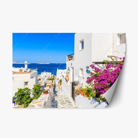 Repositionierbarer Aufkleber sonnige gasse in Mykonos – Pixers®