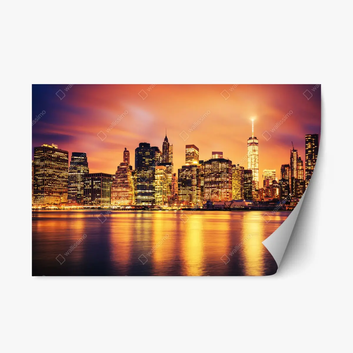Repositionierbarer Aufkleber New York skyline bei sonnenuntergang – Pixers®