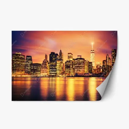 Repositionierbarer Aufkleber New York skyline bei sonnenuntergang – Pixers®