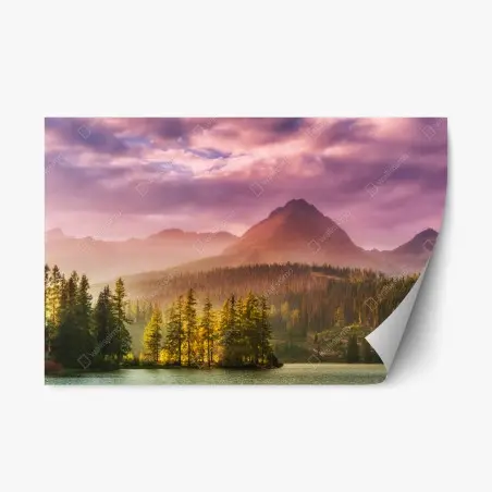 Repositionierbarer Aufkleber sonnenuntergang über Štrbské Pleso – Pixers®