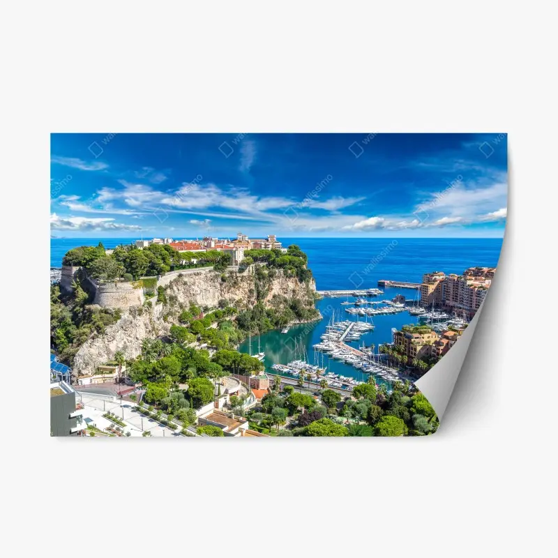 Repositionierbarer Aufkleber panoramablick auf den hafen von Monte Carlo