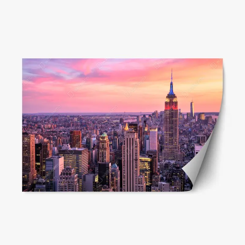 Repositionierbarer Aufkleber New York skyline bei sonnenuntergang
