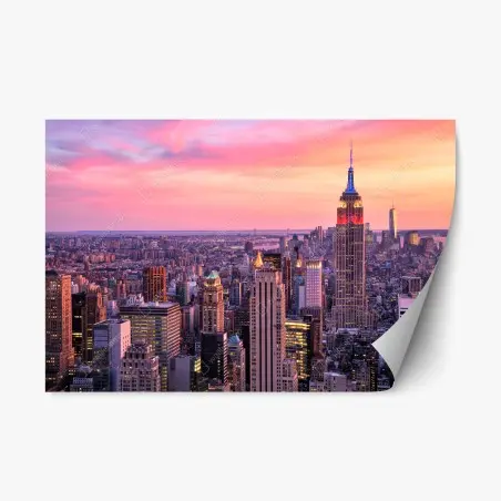 Repositionierbarer Aufkleber New York skyline bei sonnenuntergang – Pixers®