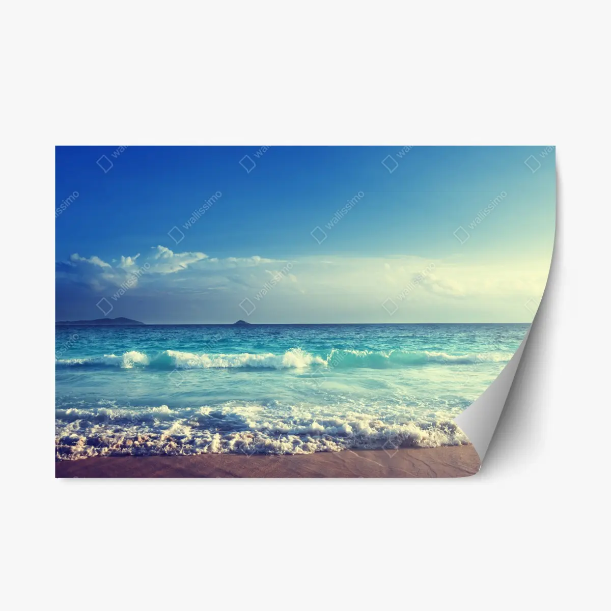 Repositionierbarer Aufkleber strand auf den Seychellen bei sonnenuntergang – Pixers®