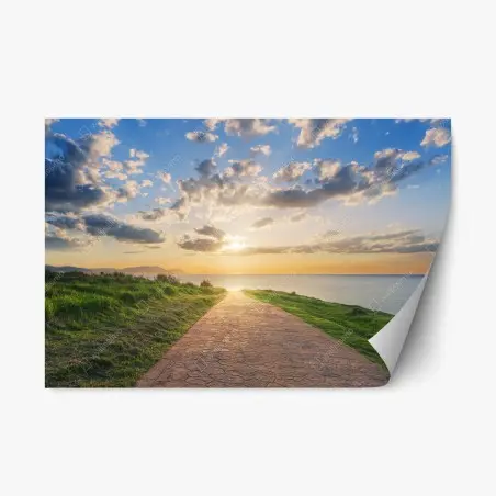Repositionierbarer Aufkleber weg zum meer bei sonnenaufgang – Pixers®