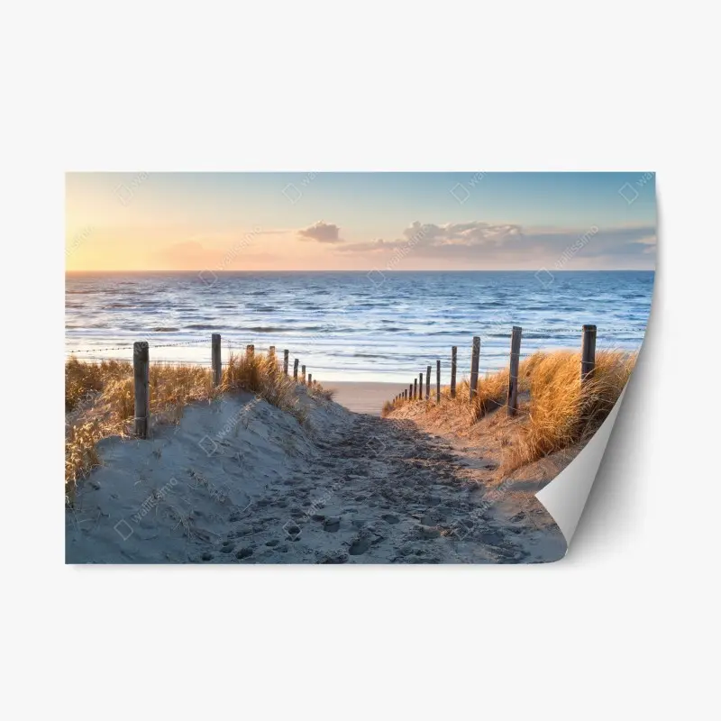 Repositionierbarer Aufkleber sonnenuntergangspfad zur Nordsee, Holland
