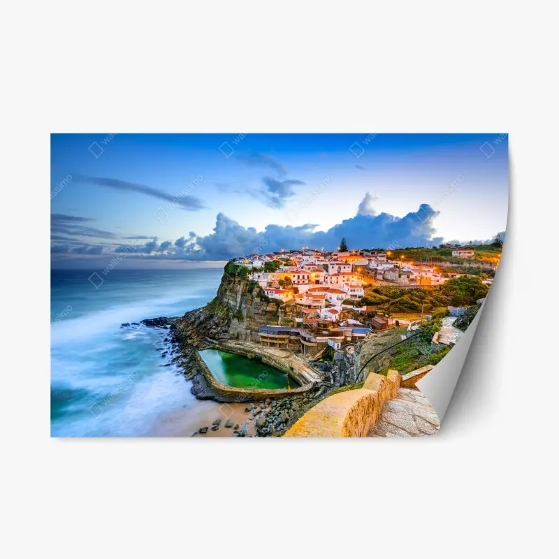 Repositionierbarer Aufkleber Azenhas do Mar küstendorf auf der klippe, Portugal