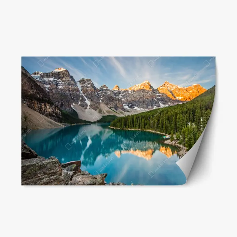 Repositionierbarer Aufkleber alpensee im morgenlicht