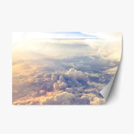 Repositionierbarer Aufkleber sonnenbeschienene wolken über dem horizont – Pixers®