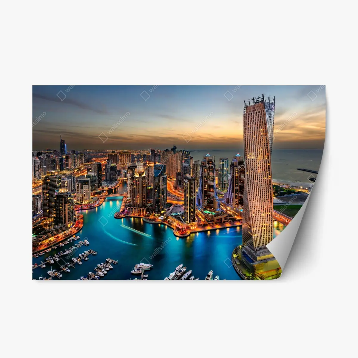 Repositionierbarer Aufkleber Dubai marina skyline bei dämmerung – Pixers®