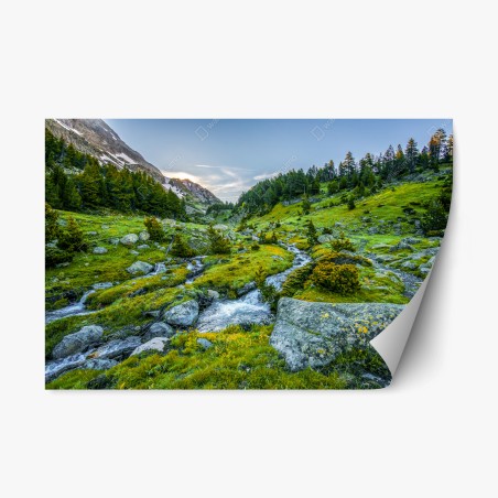 Repositionierbarer Aufkleber sonniges tal in Posets y Maladeta, Pyrenäen – Pixers®