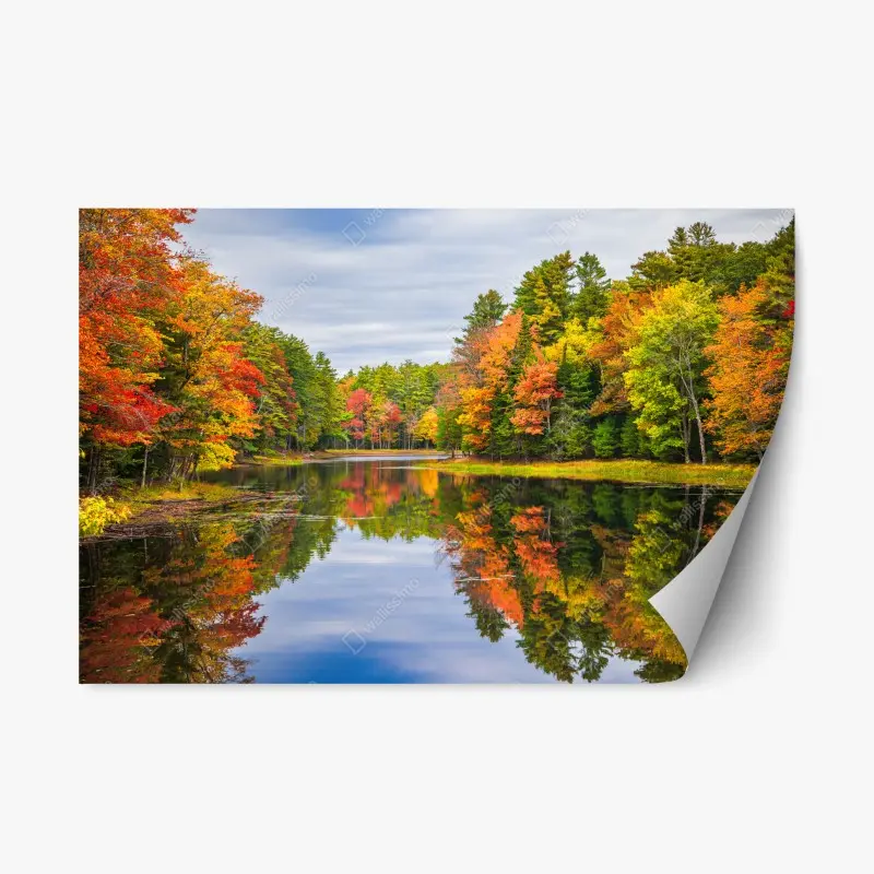 Repositionierbarer Aufkleber herbstliche spiegelungen in Neuengland