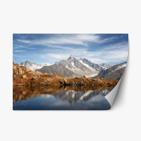 Repositionierbarer Aufkleber ruhige alpenberge im see gespiegelt – Pixers®