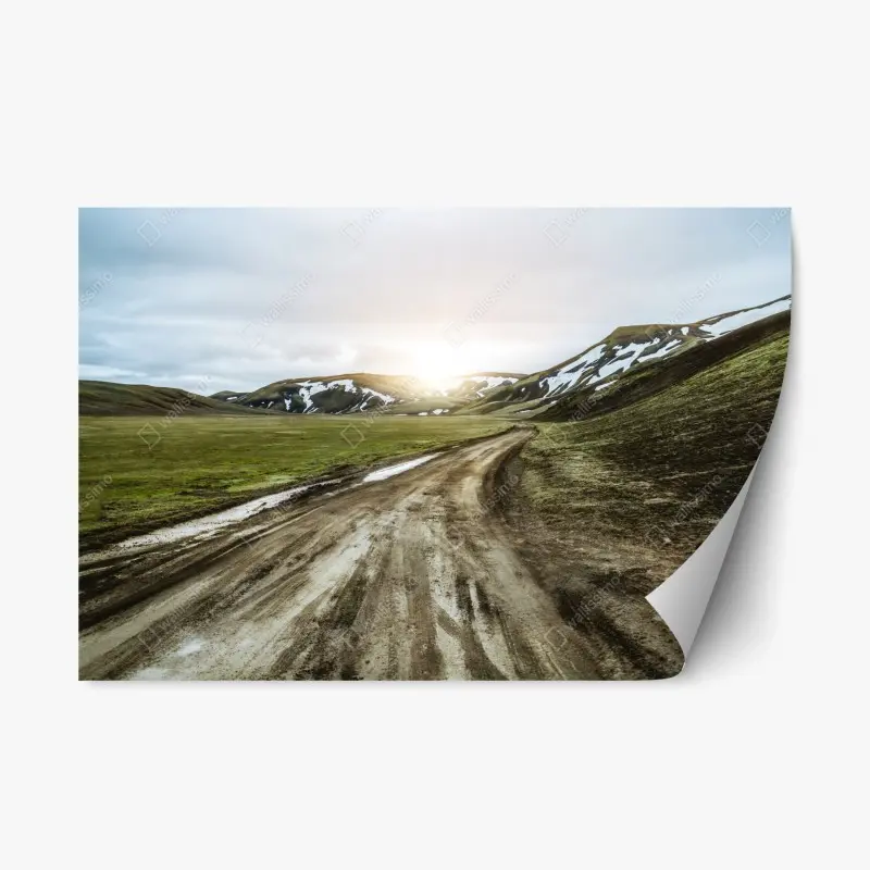 Repositionierbarer Aufkleber Landmanalaugar malerische hochlandsstraße