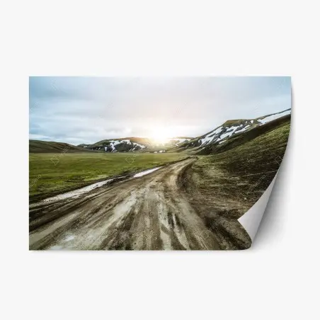 Repositionierbarer Aufkleber Landmanalaugar malerische hochlandsstraße – Pixers®